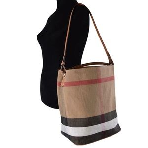 Burberry Ashby Canvas Check Shoulder Bag